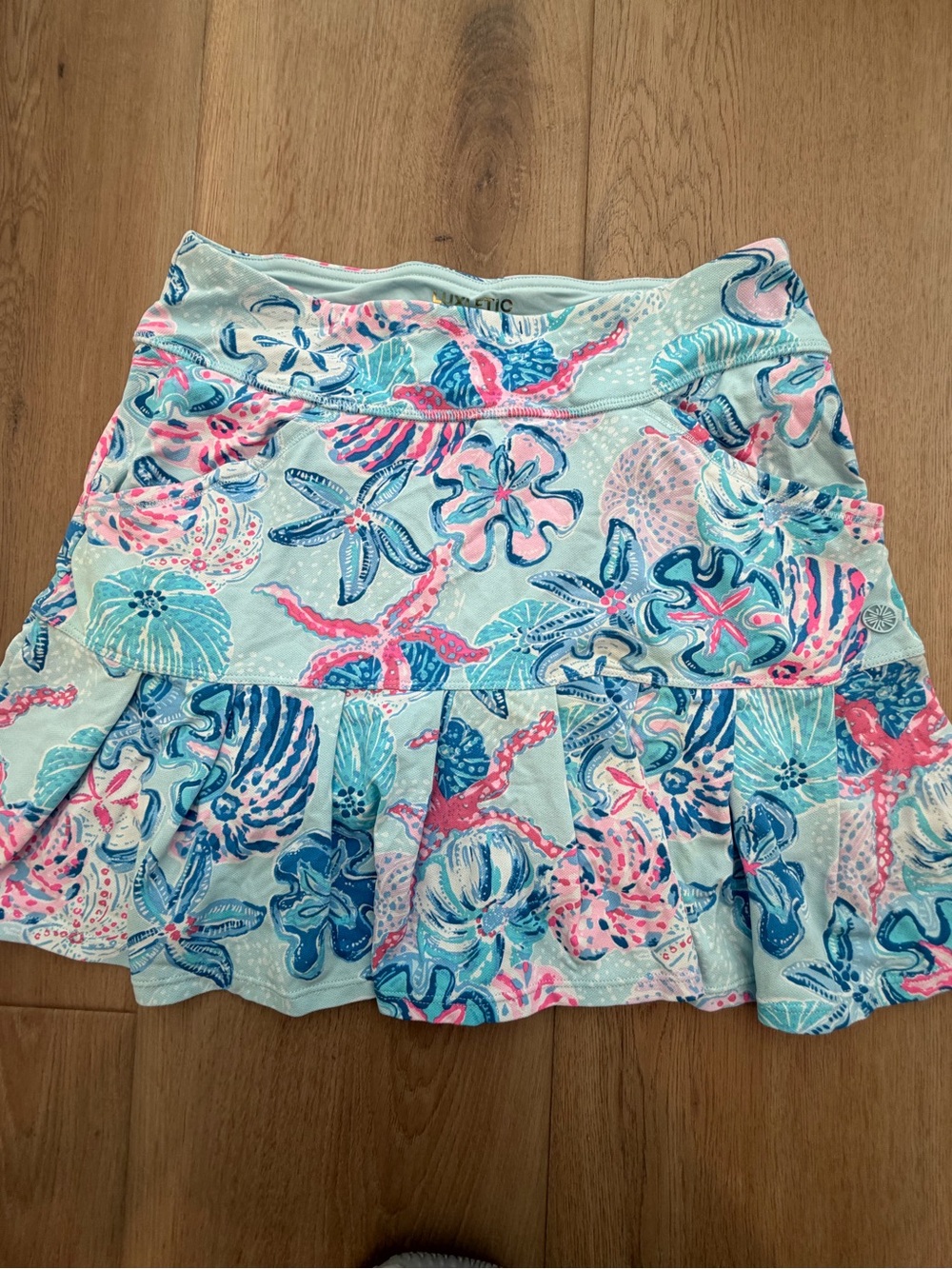 Lilly Pulitzer Aqua Seashell Print Ruffle Skirt - Women's